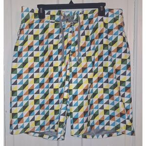 Old Navy Men's Size Large Geometric Swim Trunks Board Shorts Vacation Resortwear